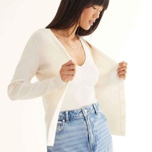 Cream rib knit cardigan